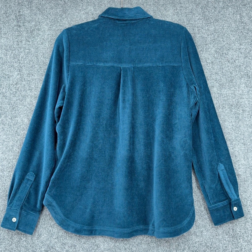 Foxcroft Corduroy Button Down Shirt Womens S Cotton Blend Teal Blue - Picture 2 of 7